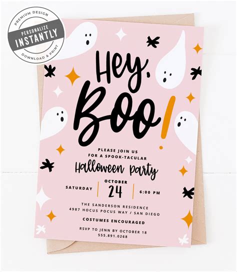 Invitations And Announcements Halloween Boo Birthday Invitation Girl