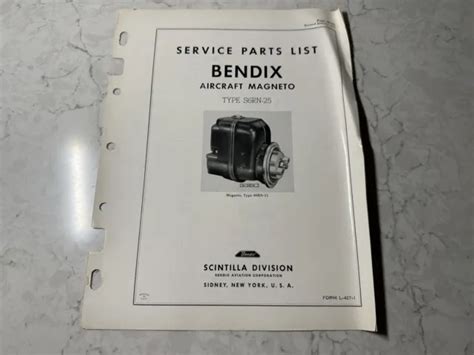 Bendix Magnetos Types S6rn 25 Service Parts List 9560 Picclick