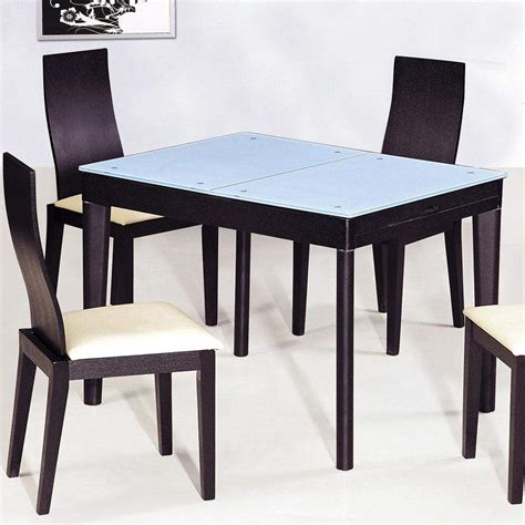 Extendable Wooden With Glass Top Modern Dining Table Sets