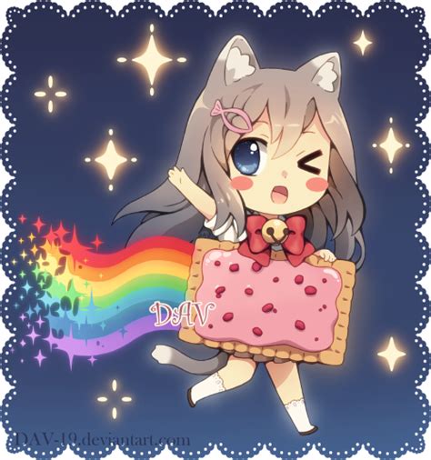 Anime Kawaii Girl Cute Nyan Cat Anime Kawaii Girl Cute Cat Anime
