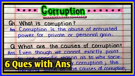 Write An Essay On Corruption In English Corruption Essay 6 Questions