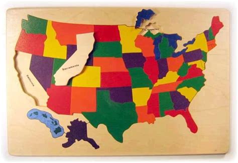 Classic Wooden Usa Map Puzzle With States And Capitals An Etsy