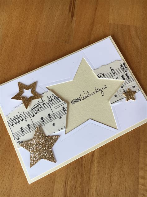 Mit nadel und faden die weihnachtskarten selber machen sorgt für freude und spaß. Weihnachtskarte selbst gemacht Noten Sterne (mit Bildern ...