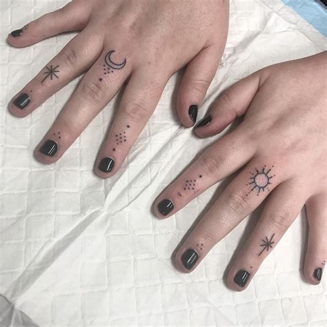 Hand Poked Tattoos On Instagram “handpoked Celestial Finger Decorations Thank You