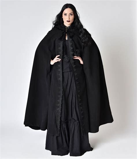 Black Gothic Witch Embroidered Asymmetry Hooded Cloak Gothic Fashion Vintage Halloween