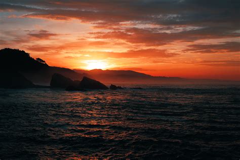 Wallpaper Sunset Sea Bay Beach Sunrise Evening