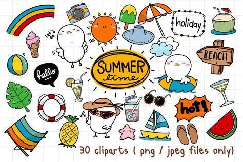 Duckling Summer Clipart Summer Beach Beach Holiday Outline Etsy