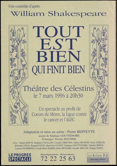 Tout Est Bien Qui Finit Bien 1995 1996 Saisons Accueil Mémoires