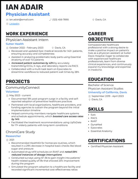 5 Physician Assistant Pa Resume Examples Made For 2024
