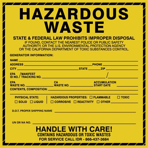 Free Printable Hazardous Waste Labels