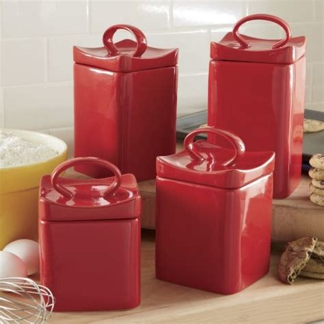 Come find the red canister sets you are looking for. Cherry Red Ceramic Square Canister Set - Modern - Kitchen ...