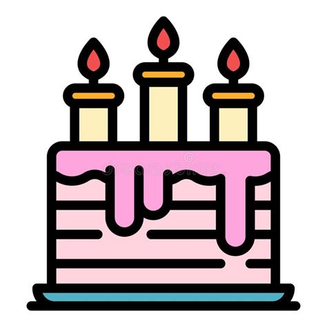 Burning Candles Cake Icon Color Outline Vector Stock Vector