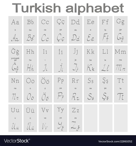 Set Of Monochrome Icons With Turkish Alphabet Vector Image