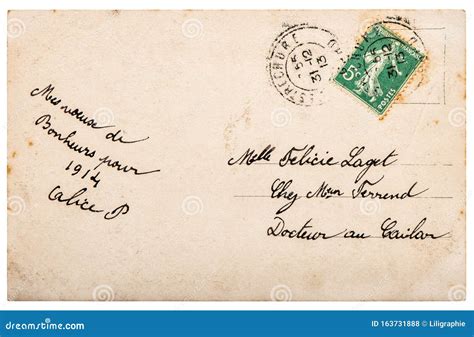 Vintage Handwritten Postcard Letter Used Paper Texture Background