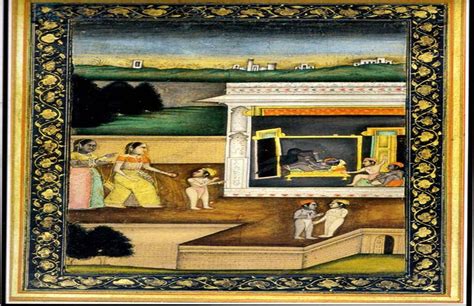 Sleeping Krishna Indian Oil Canvas Painting Indian Wedding Mandap