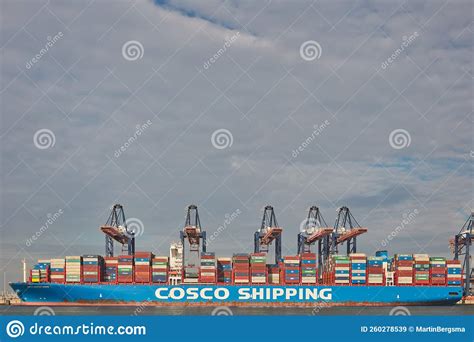 Large Cargo Container Ship From The Chinese Cosco Shipping Company