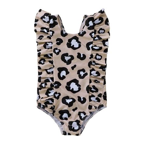Maandbaby Toddler Baby Kid Girls Swimsuit One Pieces Swimwear Leopard