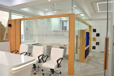 Modern White Office Interior Prarthit Shah Architects