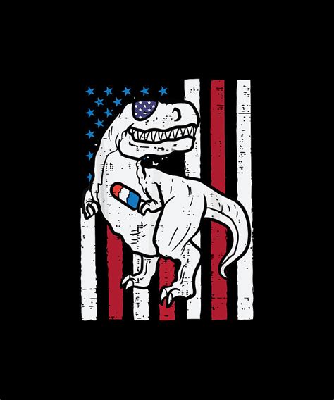Kids Trex American Flag Fourth 4th Of July Dinosaur Boys Digital Art By