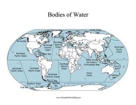 printable world map labels    major bodies