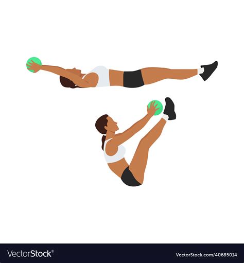 Woman Doing Medicine Ball V Ups Exercise Vector Image