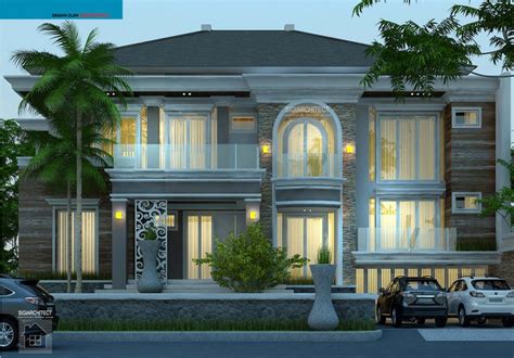 Desain Rumah Mewah Mediteran 2 Lantai Semybasement