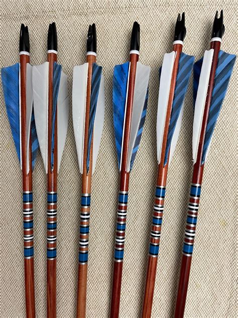 6 Hand Painted Port Orford Cedar Wood Arrows Weight Matched 60 65