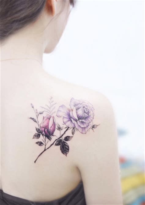 Beautiful blue rose tattoo on shoulder. 80 Beautiful Back Shoulder Tattoo Designs - TattooBlend