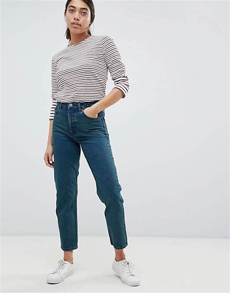 asos design recycled florence authentic straight leg jeans in fanchon green cast wash asos