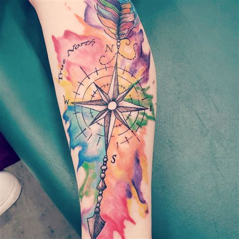 Loved Doing This Watercolor Compass Tattoo Pride Lgbt Loveislove Lgbtq Rainbowtattoo