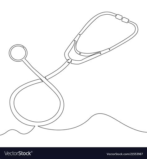 Continuous One Line Drawn Stethoscope Royalty Free Vector