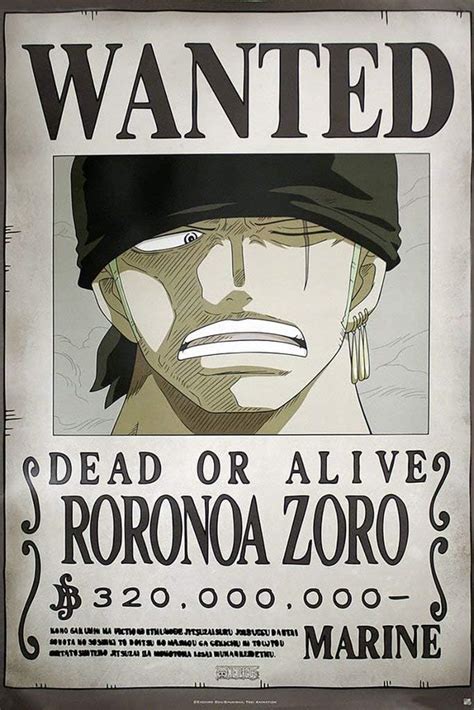 16 X 20 Inches One Piece Roronoa Zoro Wanted Poster Home Artwork