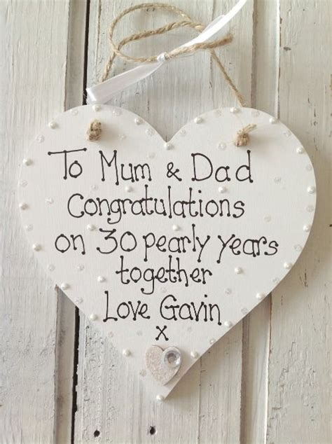 Pearls have traditionally represented 30 years of marriage because they take many years to grow buying a gift for your husband: Pearl Anniversary Personalised Keepsake Heart | 30th ...
