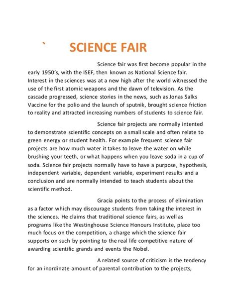 Science Fair And Exhibitions