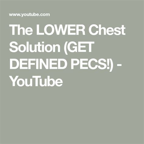The Lower Chest Solution Get Defined Pecs Youtube Athletic Body
