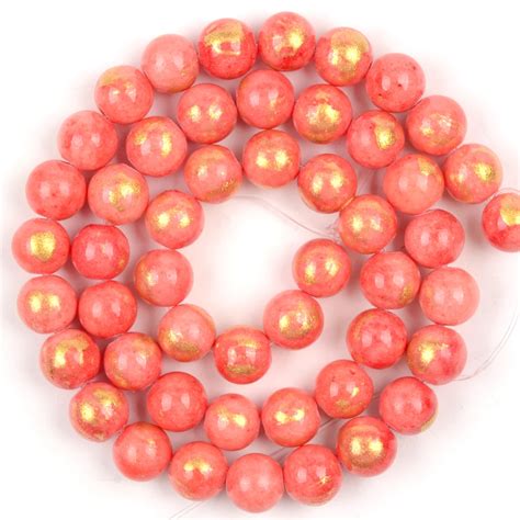 Mm Natural Orange Plated Gold Jades Round Loose Stone Beads For