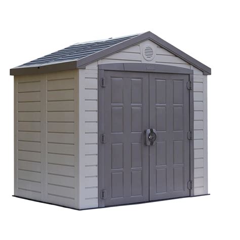 The price of plastic garden sheds is significantly lower than the wooden or metal equivalent. US Leisure Keter Sunterrace 8 ft. x 6 ft. Resin Outdoor Storage Shed-171352 - The Home Depot