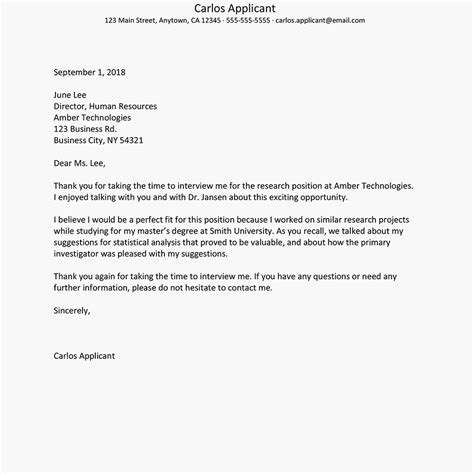 Thank You Letter For Interview Template Collection