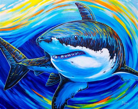 Mr Big Shark Art Shark Painting Mosaic Artwork