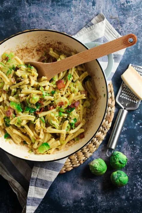 Brussels Sprouts And Bacon Carbonara Carrie S Kitchen