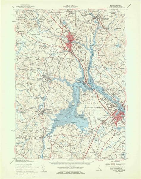 Dover New Hampshire 1956 1960 Usgs Old Topo Map Reprint 15x15 Me