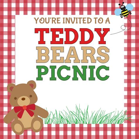 Free Teddy Bear Picnic Invitations Template