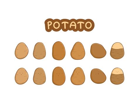 Premium Vector Set Cute Potato Cartoon Illustration