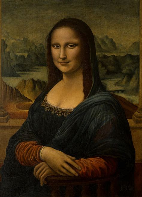 Mona Lisa La Gioconda Reproduction Leonardo Da Vinci Painted Old