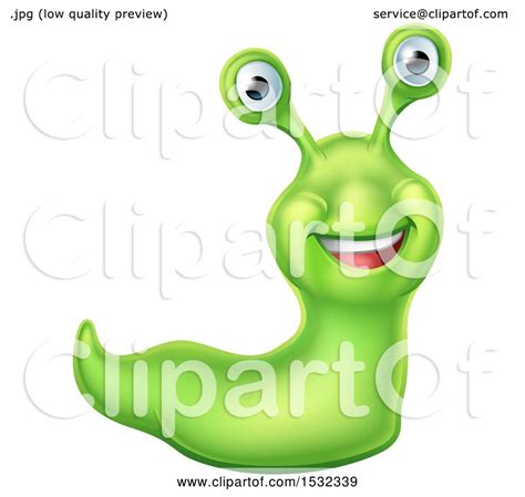 Clipart Of A Happy Green Slug Royalty Free Vector Illustration By