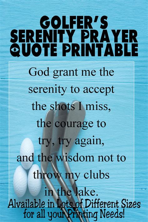 Golfers Serenity Prayer Quote Printable Diy Party Mom