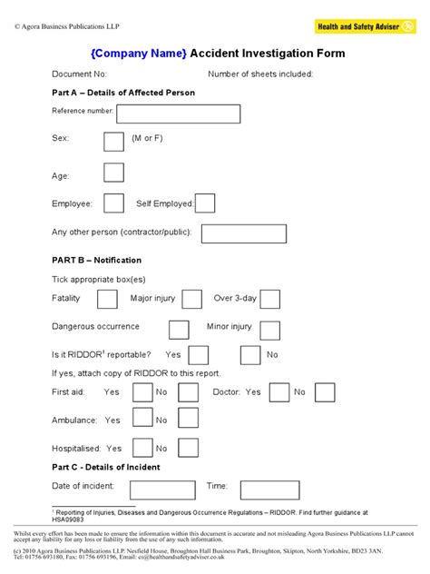 Accident Investigation Form Pdf Safety Occupational Safety And Health