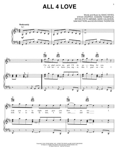 All 4 Love By Isaac Hayes Piano Vocal Guitar Digital Sheet Music