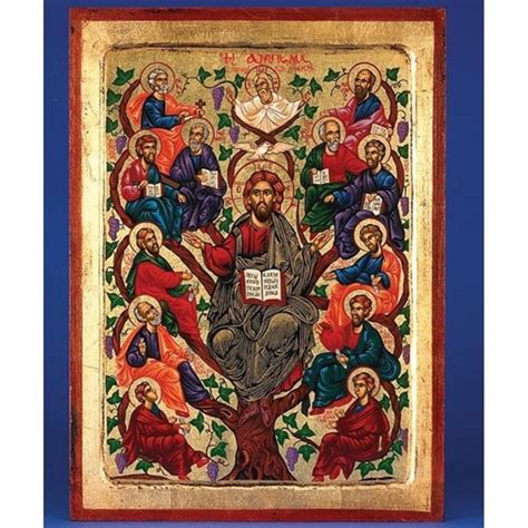 Jesus Tree Of Life Icon With Apostles In Gold Leaf Discount Catholic