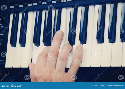 Man S Hand On The Piano Keys Stock Photo Image Of Work Instrument